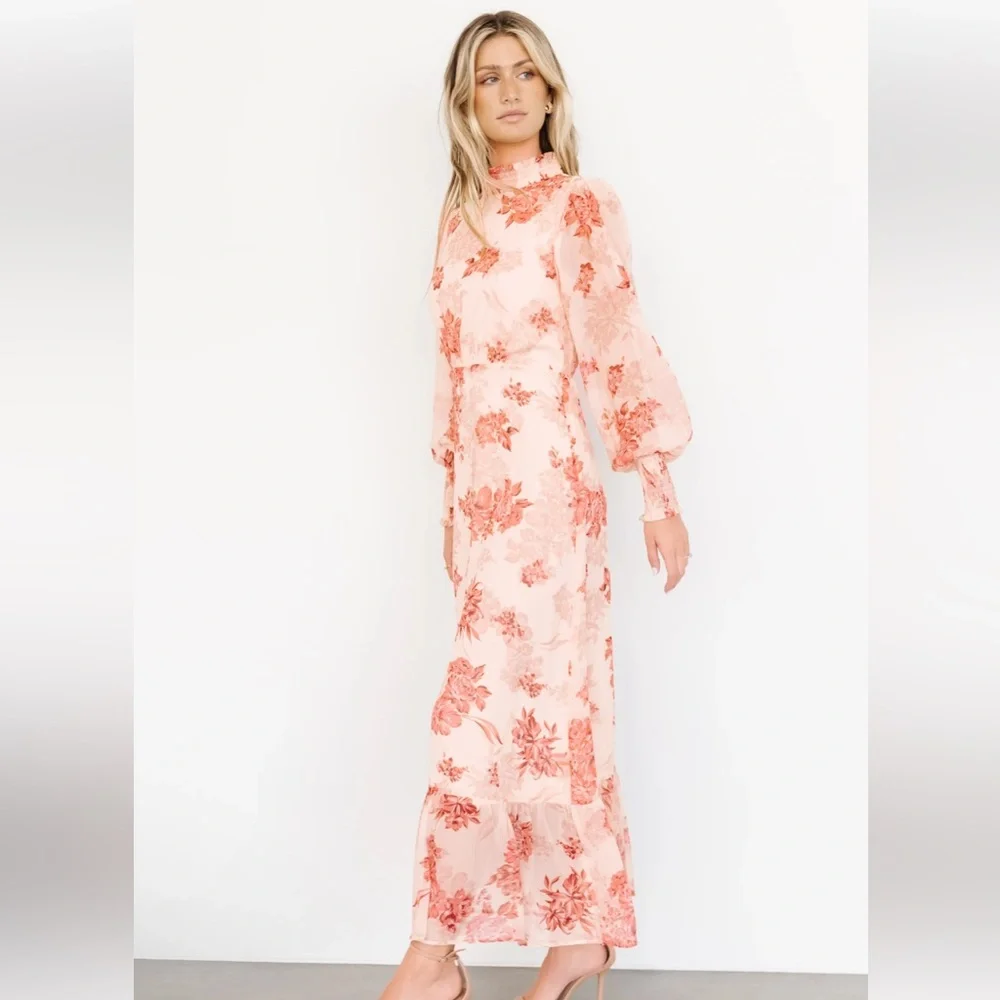 Baltic Born Floral Long Sleeve Dress in Pink and Red - Picture 6 of 16